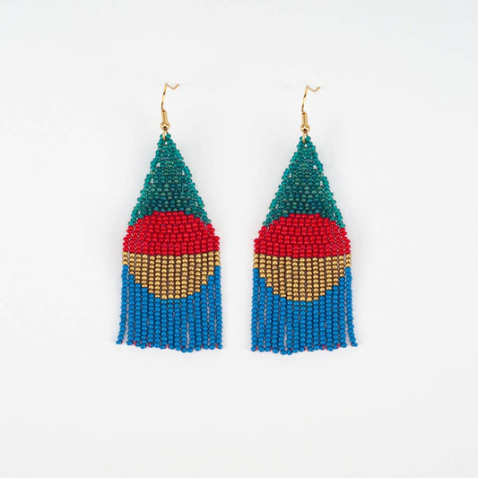 Altiplano - Beaded Circle Fringe Earrings - Mid Century