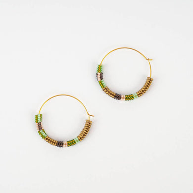 Altiplano - Color Block Hoop Earrings - Wood Fern