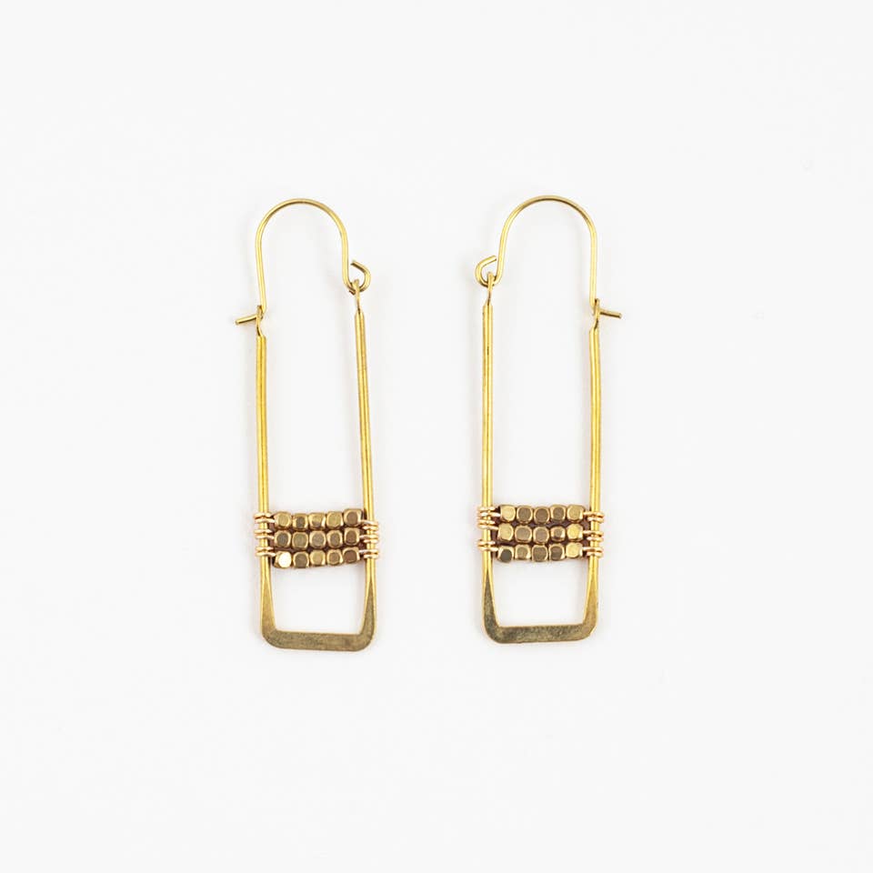 Altiplano - Framed Brass Cube Earrings