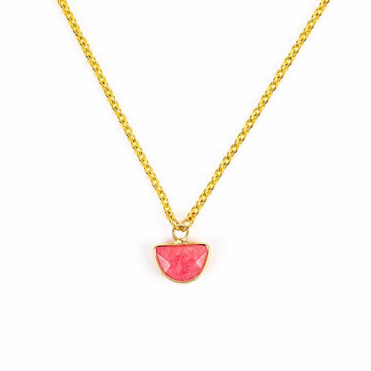 Altiplano - Small Faceted Stone Pendant Necklace: Pink Jade