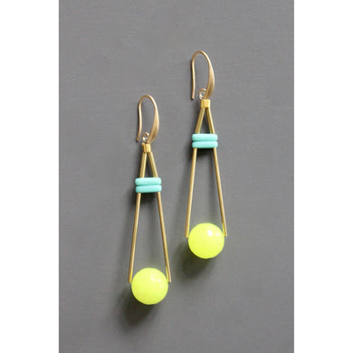 David Aubrey Jewelry - EMIE77 Geometric turquoise and neon yellow glass earrings