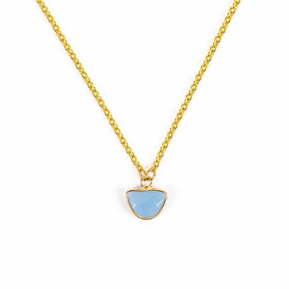 Altiplano - Small Faceted Stone Pendant Necklace: Blue Jade