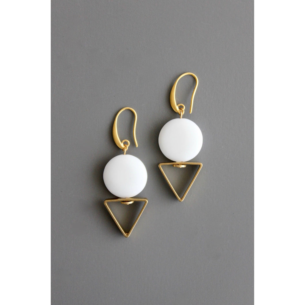 David Aubrey Jewelry - Geometric white agate hoop earrings