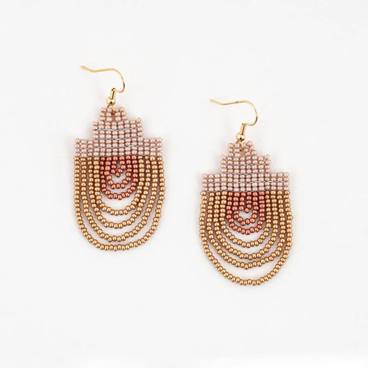 Altiplano - Mayan Pyramid Beaded Earrings - Lemon Cream