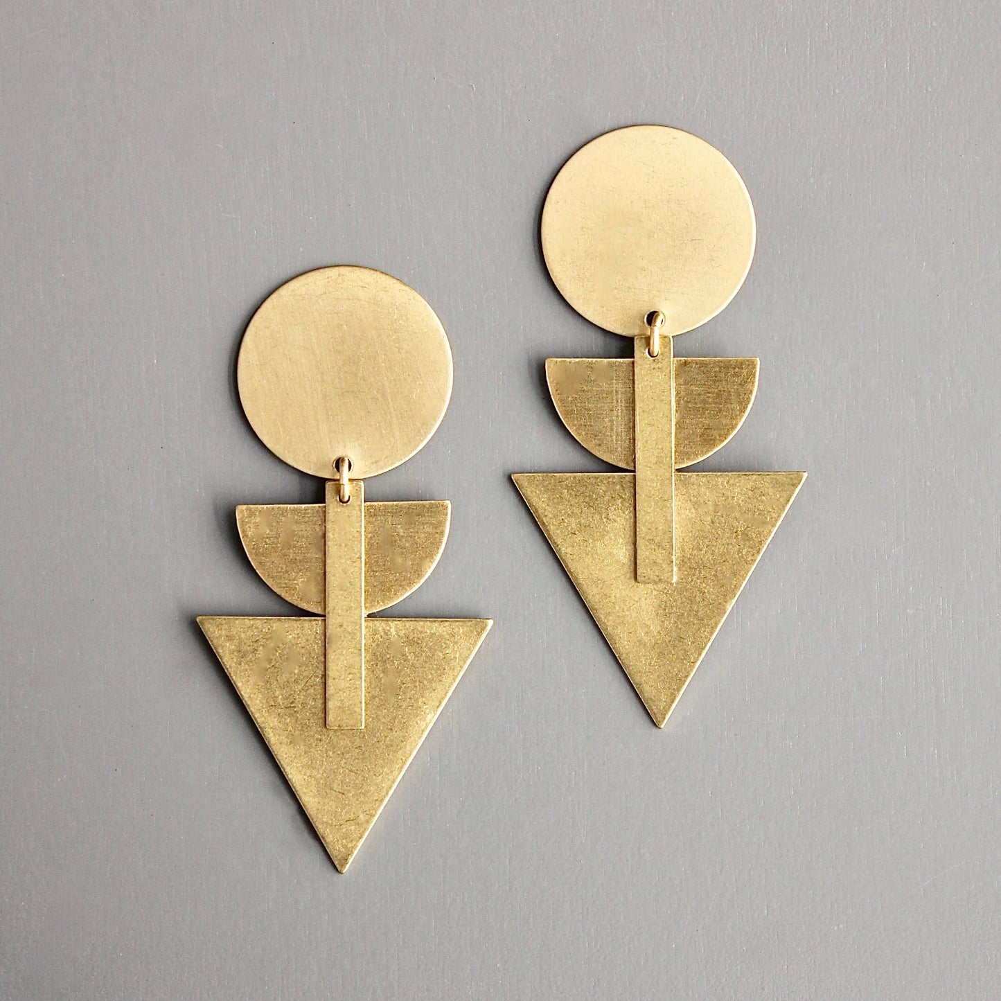 David Aubrey Jewelry - CHRE53 Geometric brass post earrings
